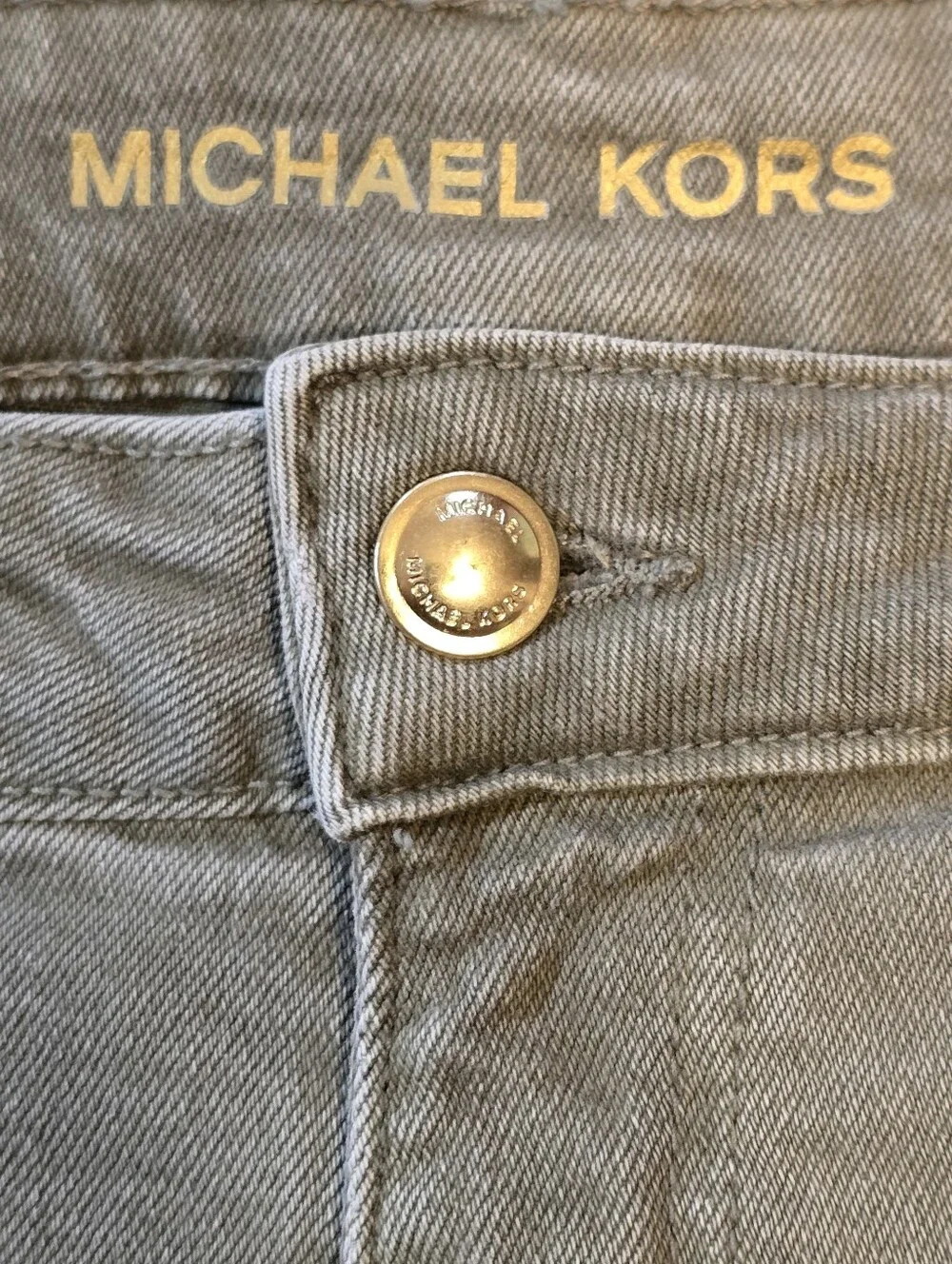 Michael Kors Olive Green Denim Cargo Midi Skirt Front Slit Size 8 - Picture 2 of 8